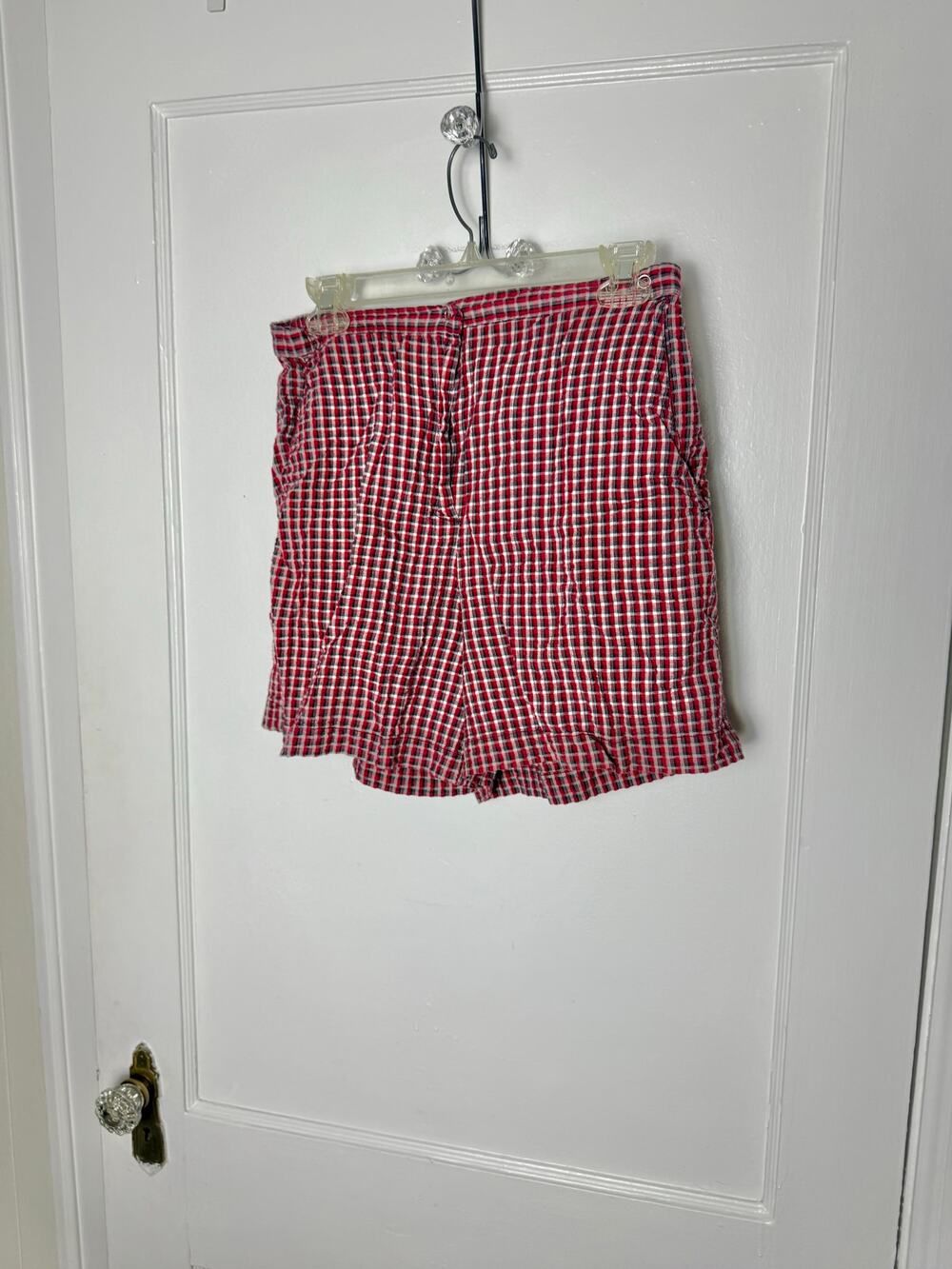 Vintage 90s Grunge Fashion Bug Red Gingham Cotton Pull On Baggy Shorts Medium